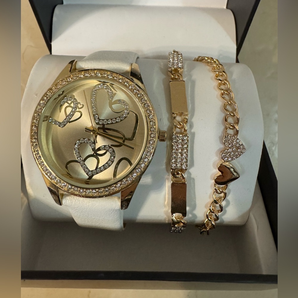INC International Concepts Elegant Gold and White Watch and bracelet Set